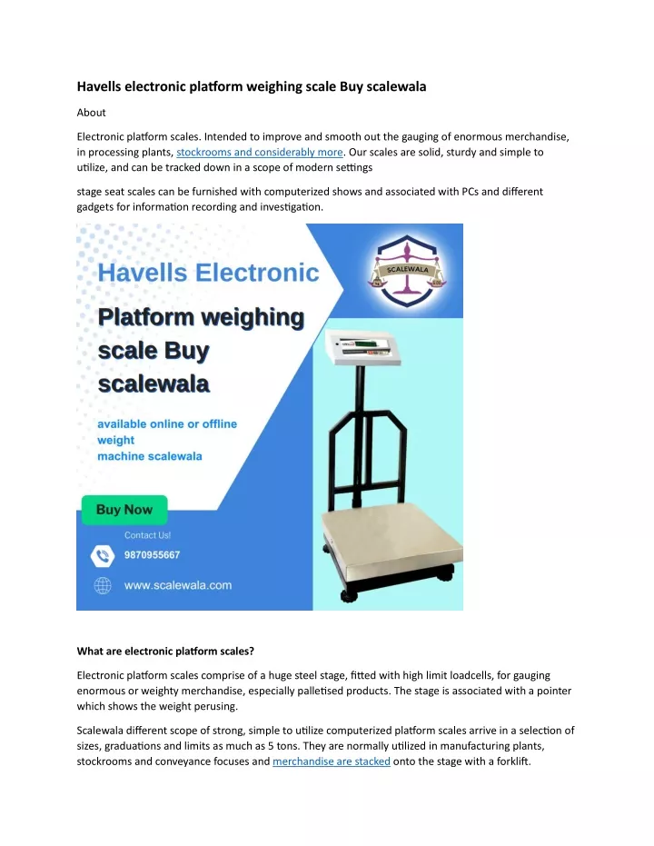 havells electronic platform weighing scale