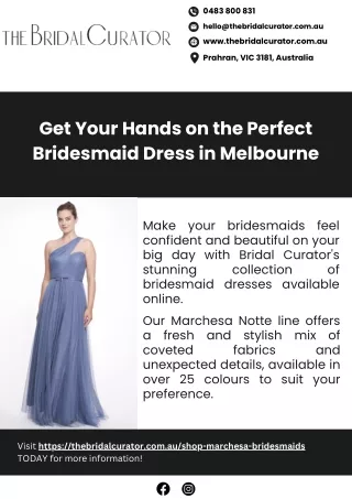Get Your Hands on the Perfect Bridesmaid Dress  in Melbourne