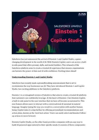 Salesforce Unveils Einstein 1 and Copilot Studio