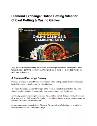 Diamond Exchange_ Online Betting Sites for Cricket Betting & Casino Games