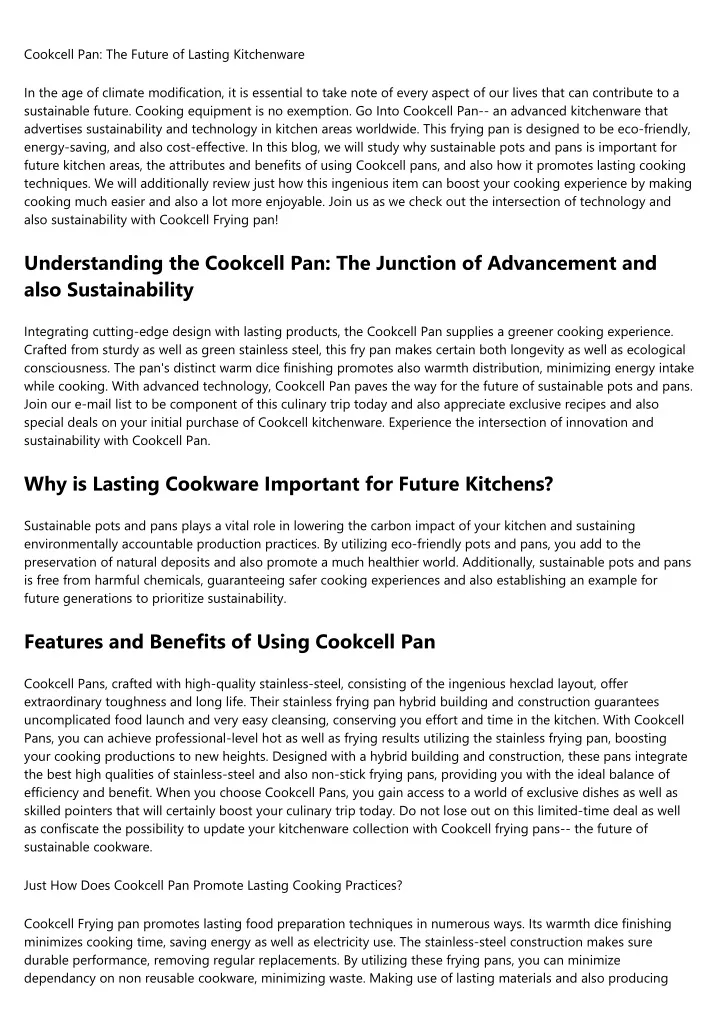 cookcell pan the future of lasting kitchenware