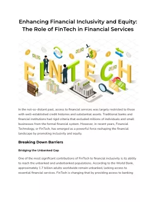 Enhancing Financial Inclusivity and Equity_ The Role of FinTech in Financial Services