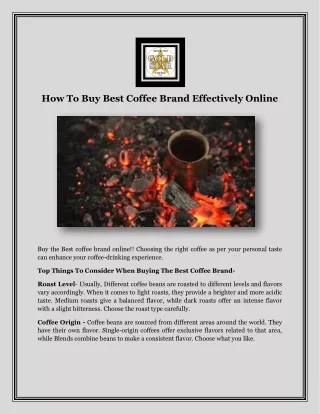 How To Buy Best Coffee Brand Effectively Online