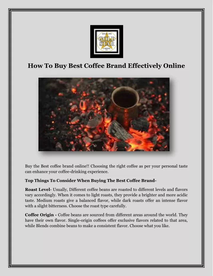 how to buy best coffee brand effectively online