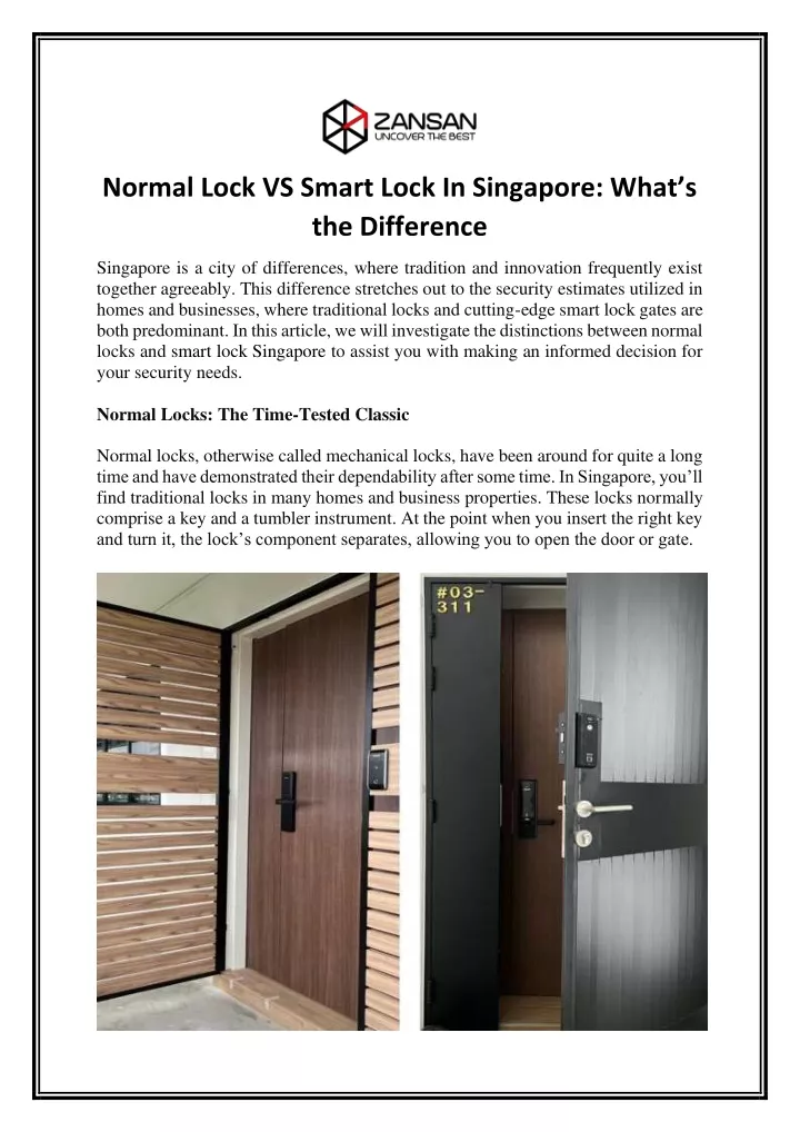 normal lock vs smart lock in singapore what