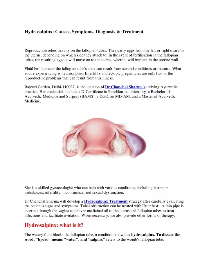 hydrosalpinx causes symptoms diagnosis treatment