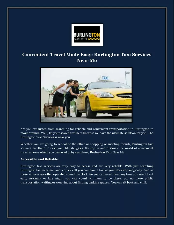 convenient travel made easy burlington taxi
