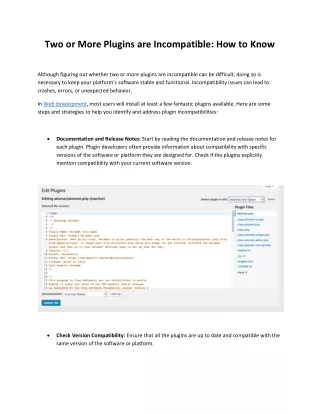 How Can You Determine if Two or More Plugins are Incompatible