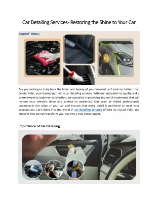 Car Detailing Services - Restoring the Shine to Your Car