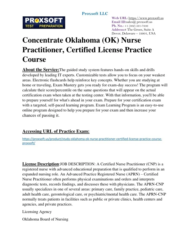 PPT Concentrate Oklahoma (OK) Nurse Practitioner, Certified License