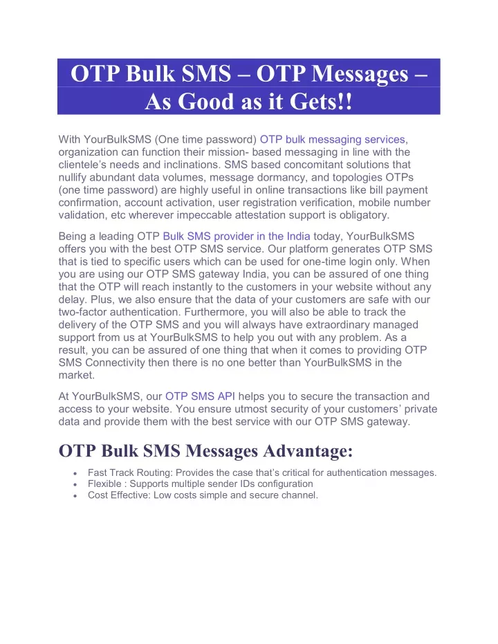 otp bulk sms otp messages as good as it gets