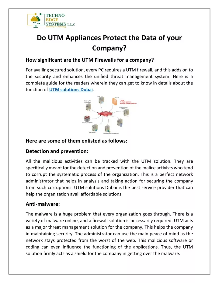 do utm appliances protect the data of your company