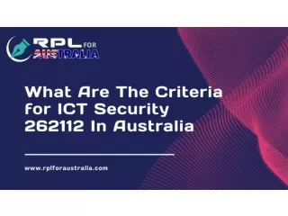 What Are The Criteria for ICT Security 262112 In Australia