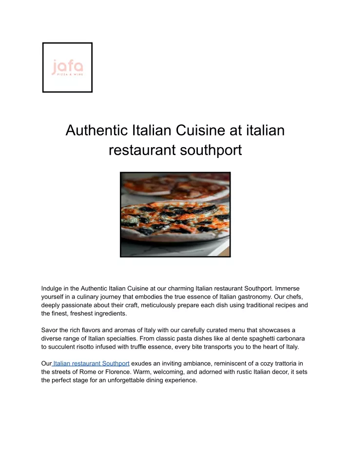 authentic italian cuisine at italian restaurant