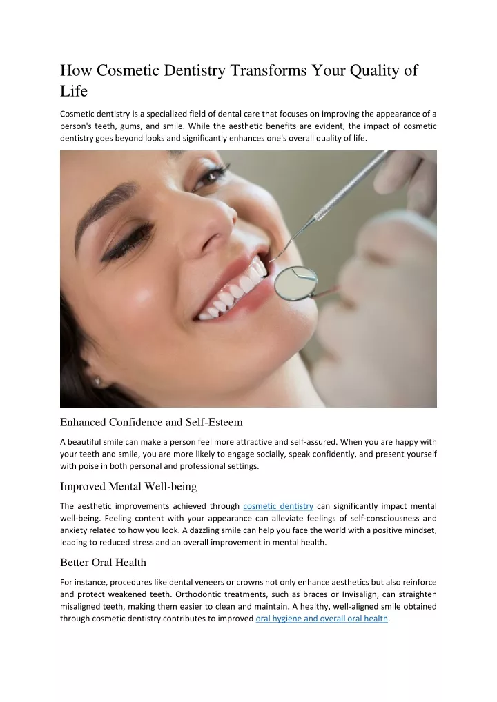 how cosmetic dentistry transforms your quality
