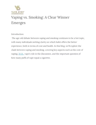 Vaping vs. Smoking A Clear Winner Emerges