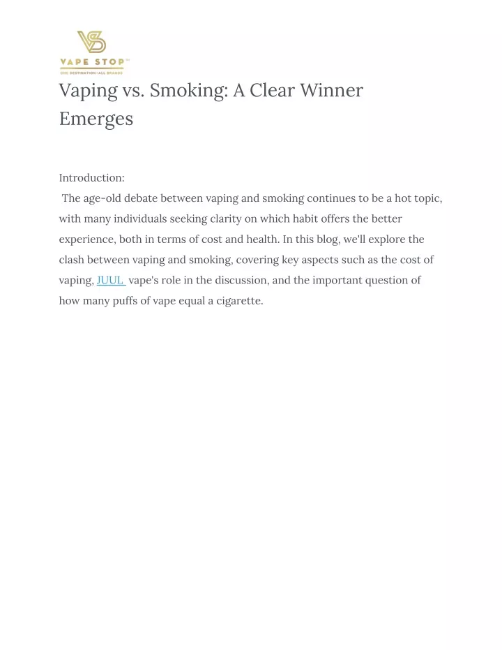 vaping vs smoking a clear winner emerges