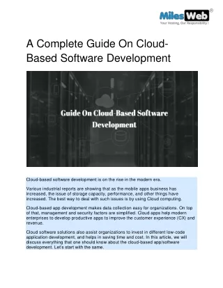 A Complete Guide on Cloud Based Software Development