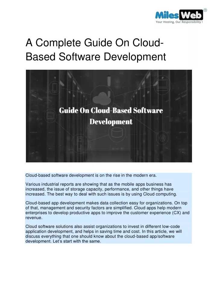 a complete guide on cloud based software