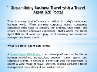 Navigating the Travel Industry: The Power of B2B Portals for Travel Agents