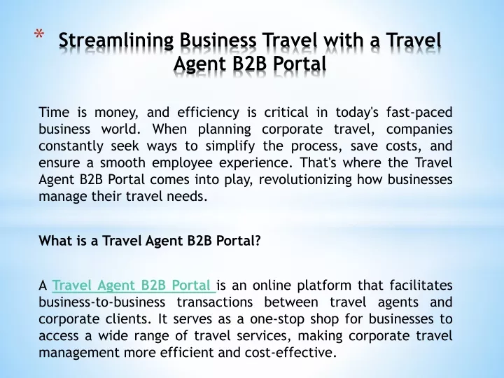 streamlining business travel with a travel agent b2b portal