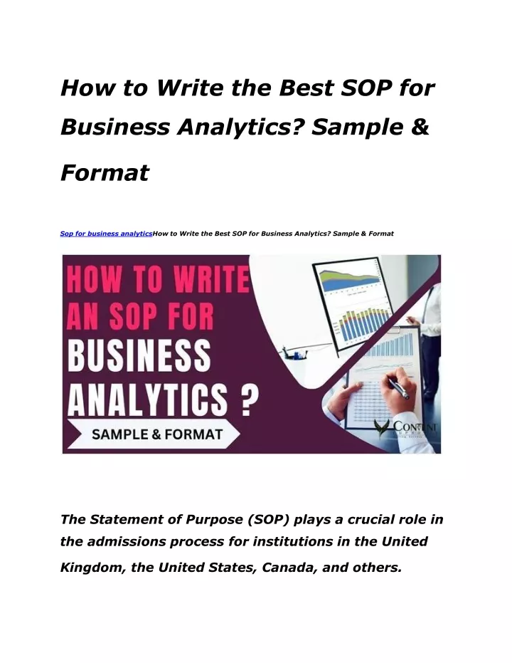 how to write the best sop for business analytics sample format