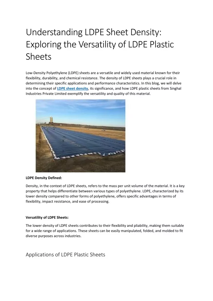 understanding ldpe sheet density exploring