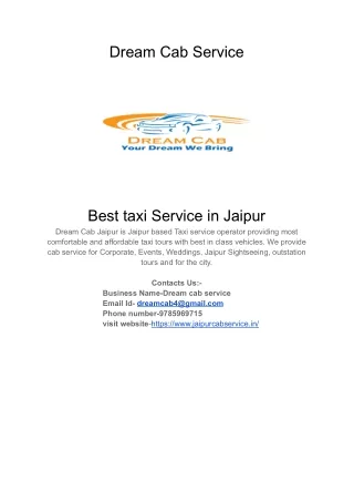Dream Cab Service in Jaipur