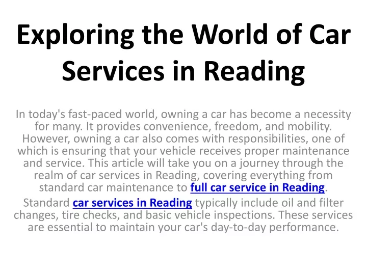 exploring the world of car services in reading