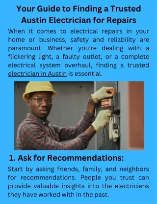 Your Guide to Finding a Trusted Austin Electrician for Repairs