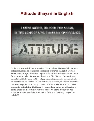 Attitude Shayari in English