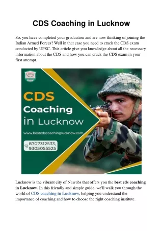 CDS Coaching in Lucknow