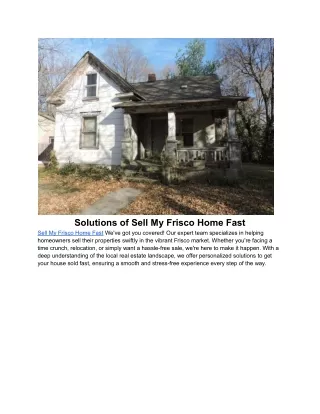 A Comprehensive Guide for Sell My House Fast Grand Prairie Tx