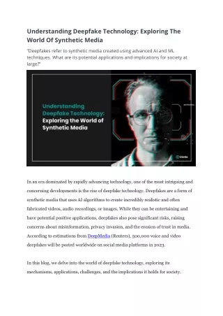understanding deepfake technology exploring