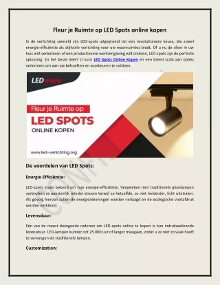 Fleur je Ruimte op: LED Spots online kopen