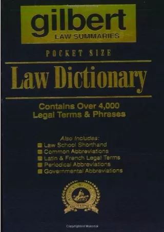 DOWNLOAD/PDF Gilbert's Pocket Size Law Dictionary--Blue: Newly Expanded 2nd