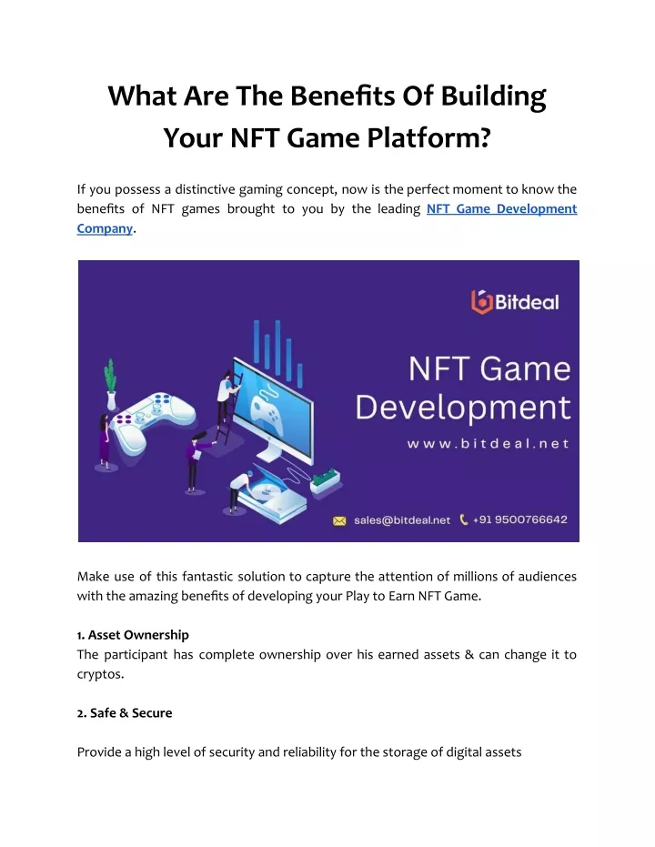 what are the benefits of building your nft game