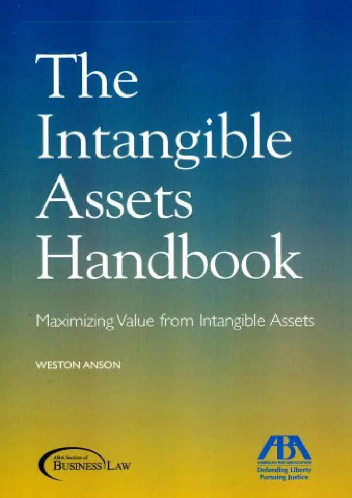 the intangible assets handbook maximizing value