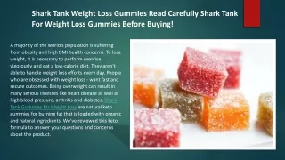 Shark Tank Weight Loss Gummies