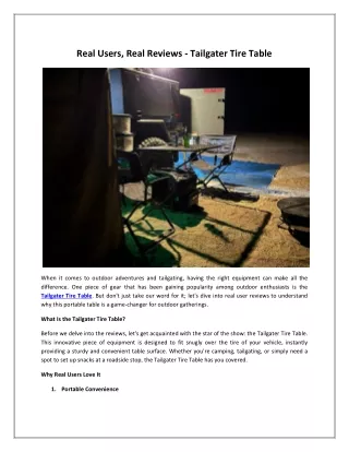 Real Users, Real Reviews - Tailgater Tire Table