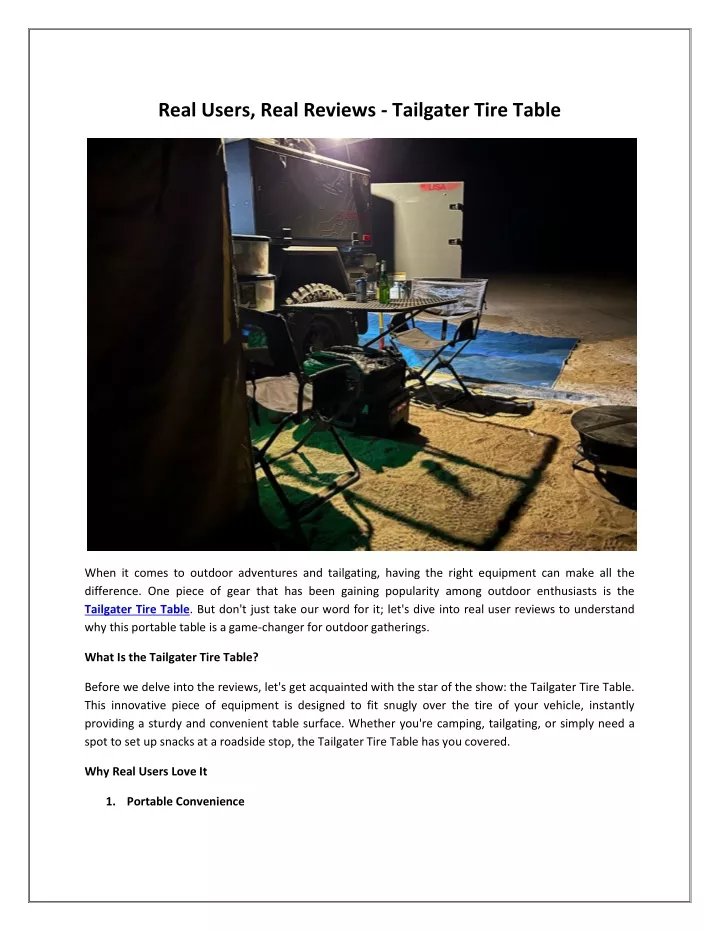 real users real reviews tailgater tire table