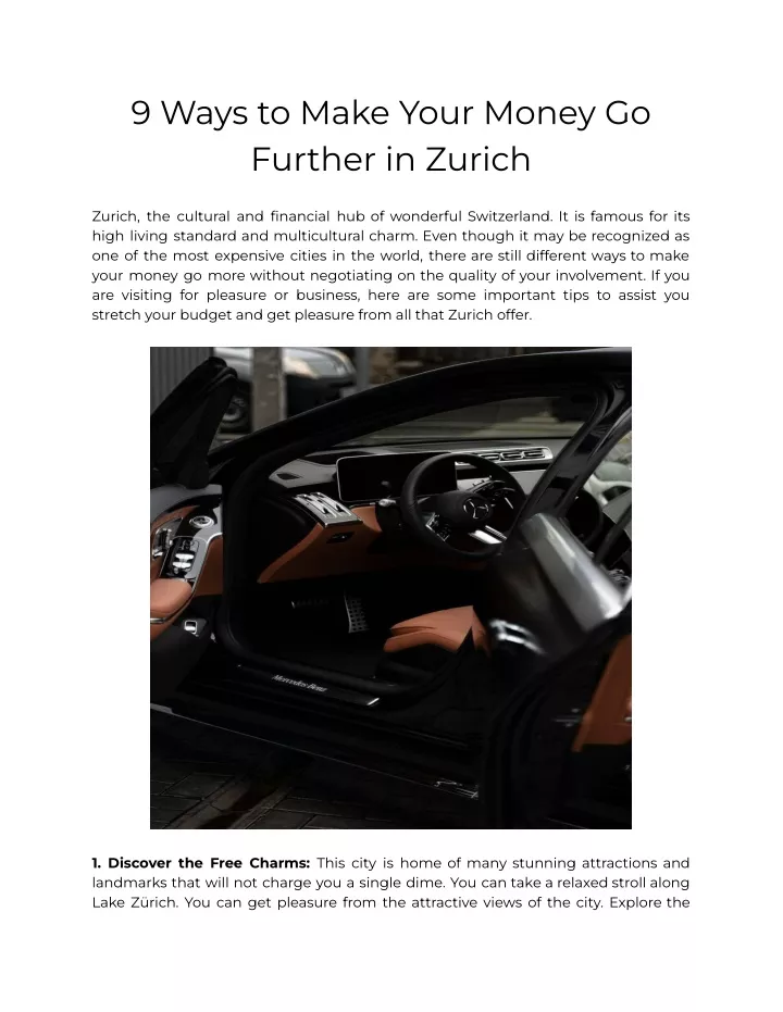 9 ways to make your money go further in zurich