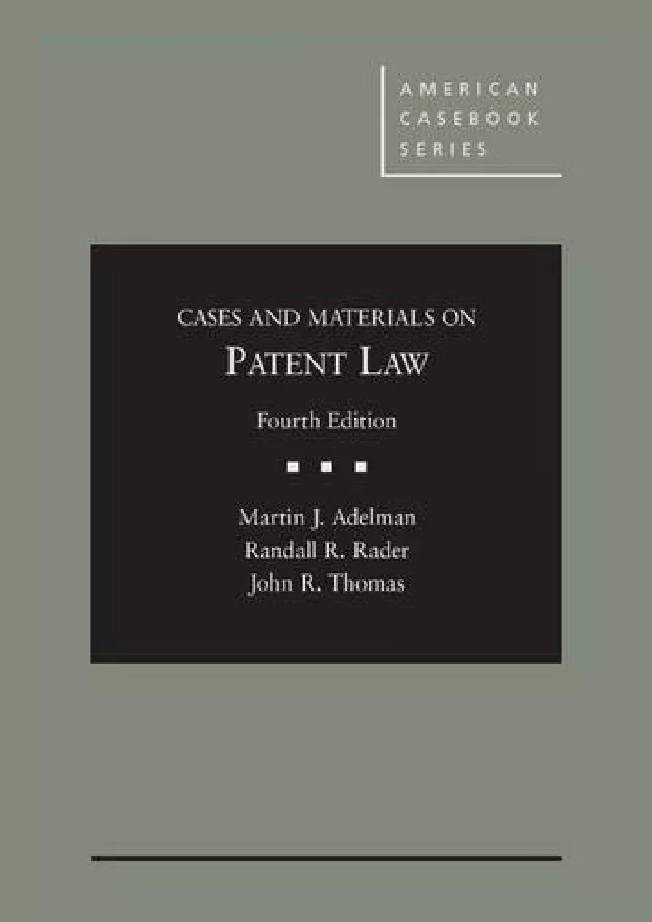 cases and materials on patent law 4th american