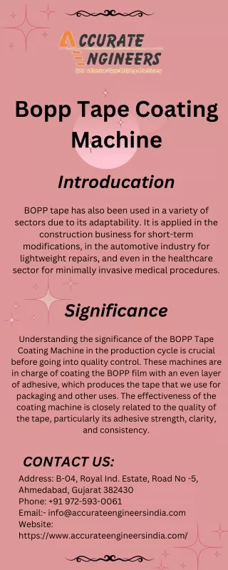 Are you searching for the latest Infographic on the Bopp Tape Coating Machine?