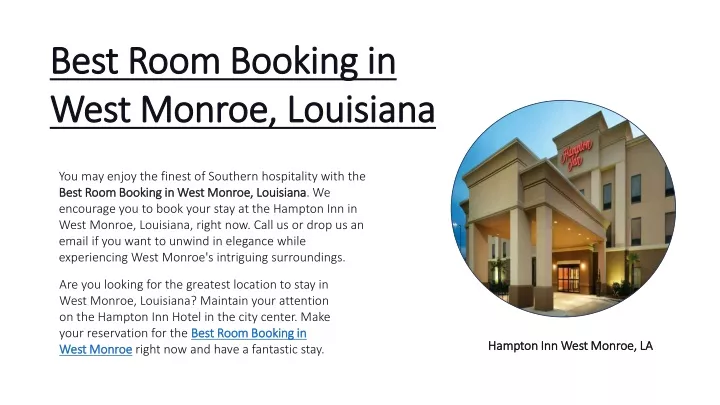 best room booking in west monroe louisiana