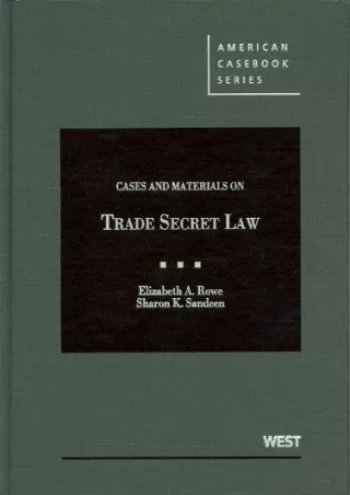 PDF/READ Cases and Materials on Trade Secret Law (American Casebook Series)