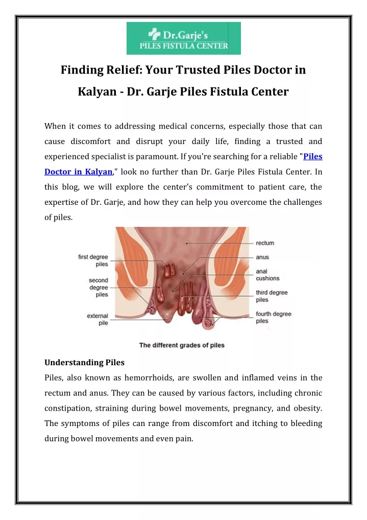 finding relief your trusted piles doctor in