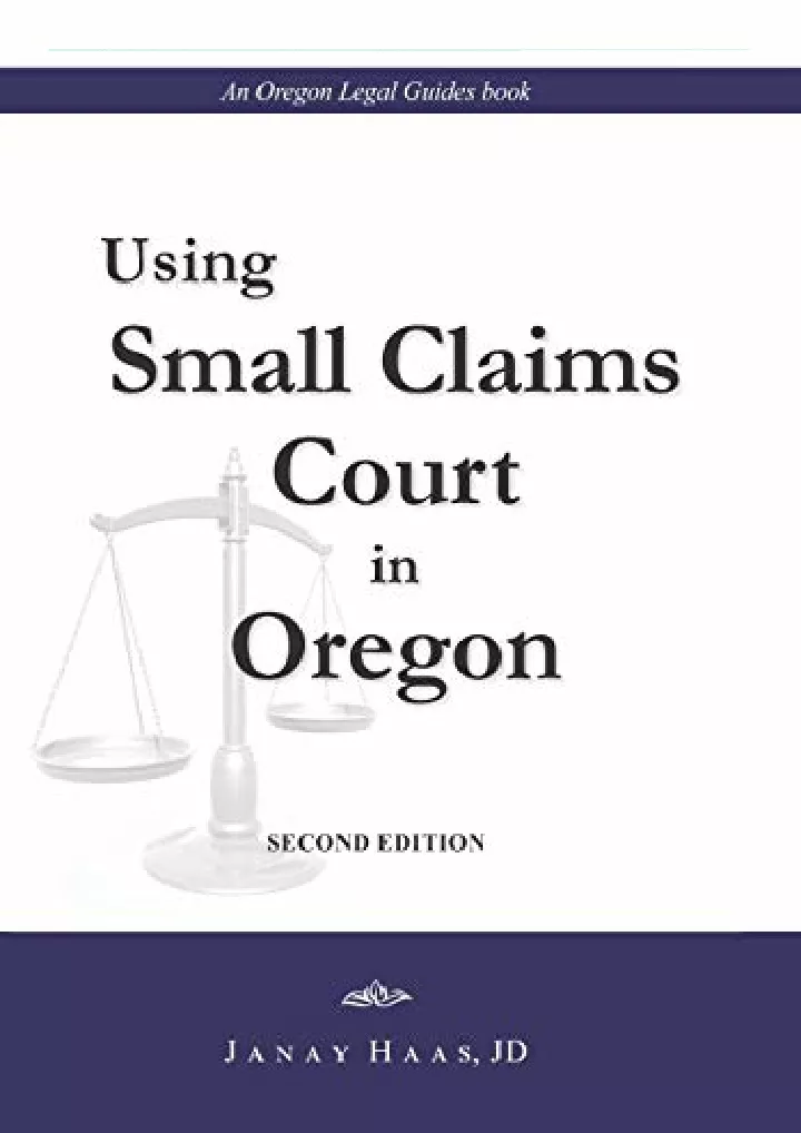 using small claims court in oregon second edition