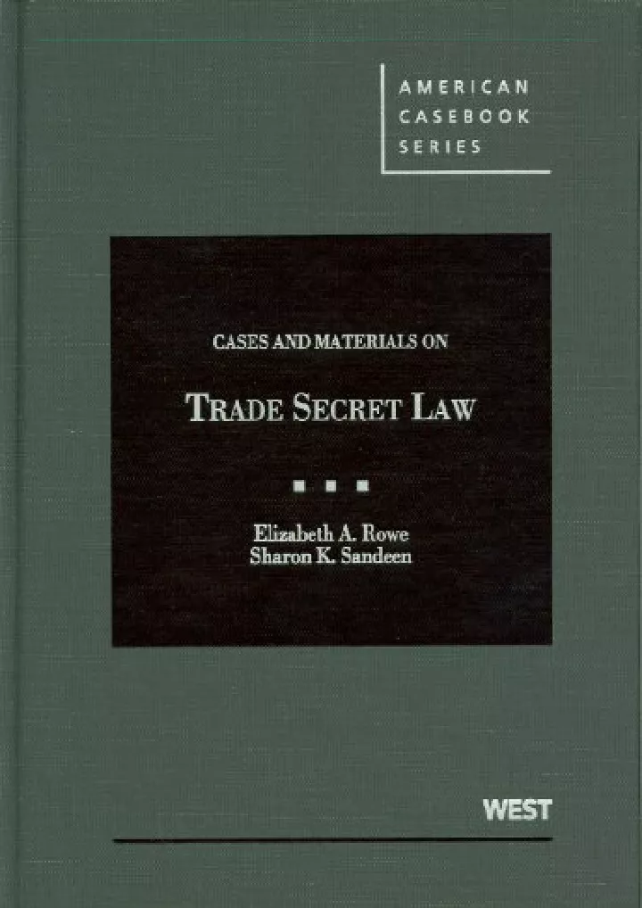 cases and materials on trade secret law american
