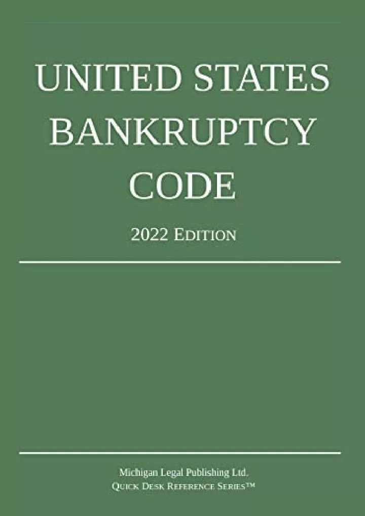 united states bankruptcy code 2022 edition